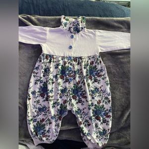 12 month Floral one piece with collar